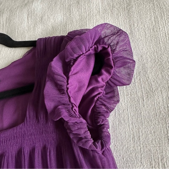 Chadwicks Womens Purple Mesh Overlay 3D Textured Smocked Top Sz S Corpcore Chic - Picture 5 of 11